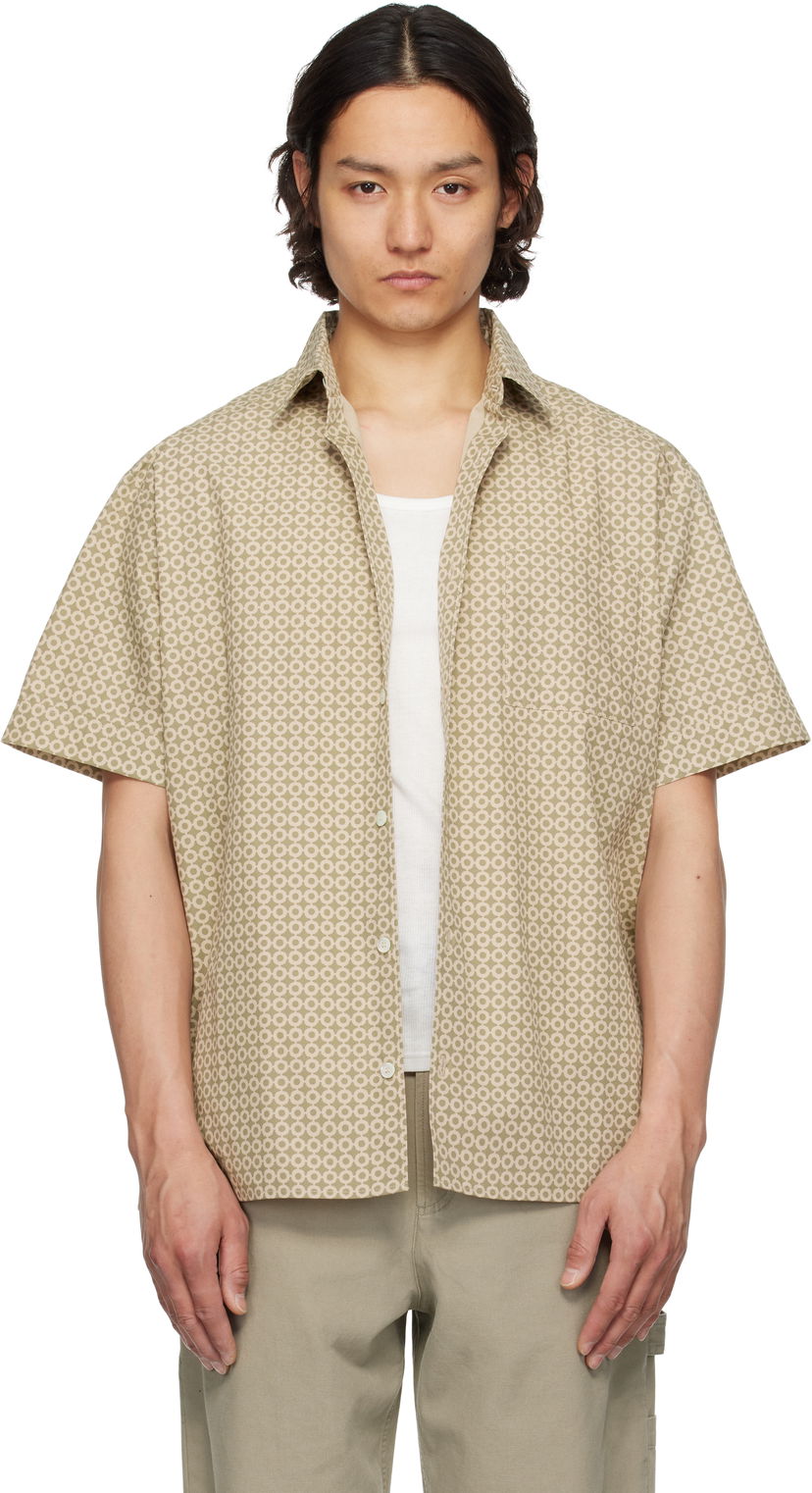 Srajce A.P.C. A.P.C. Ross Geometric-Print Short-Sleeve Shirt Bež | COHFY-H12541