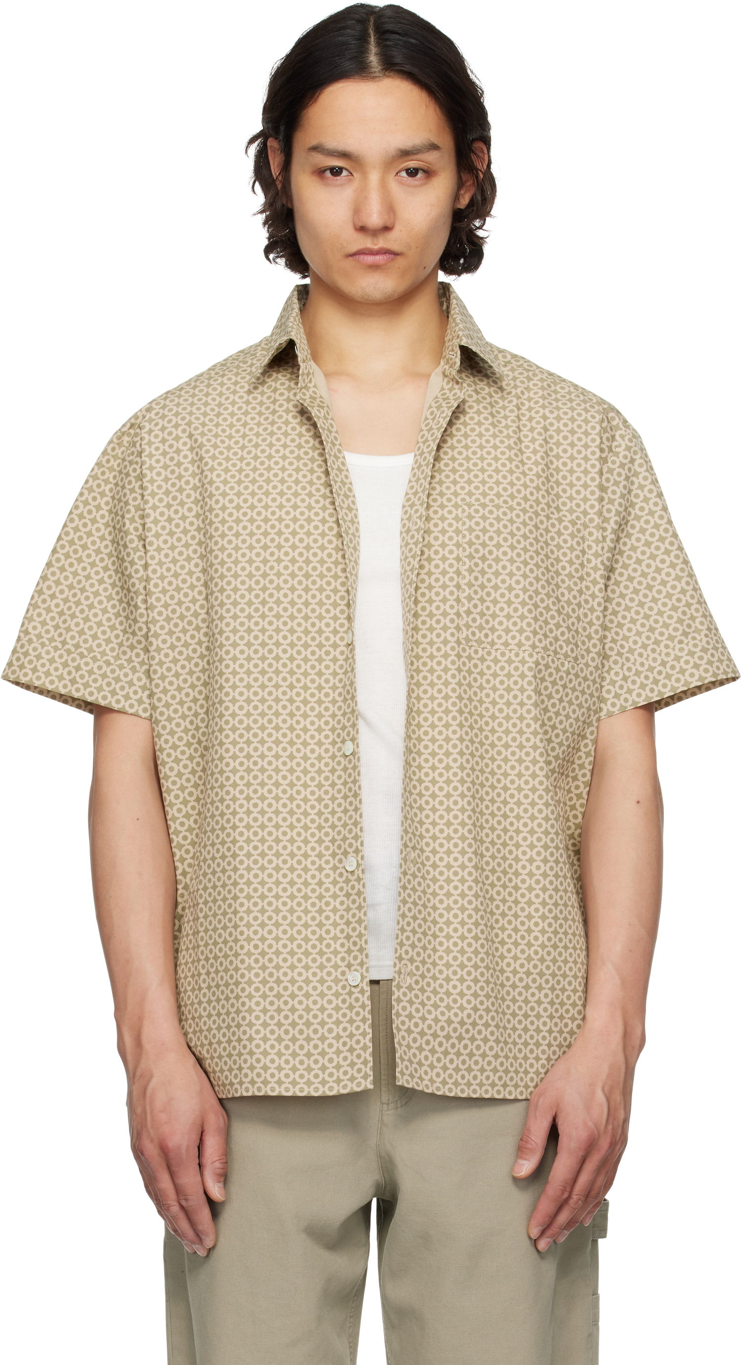 Srajce A.P.C. A.P.C. Ross Geometric-Print Short-Sleeve Shirt Bež | COHFY-H12541, 0