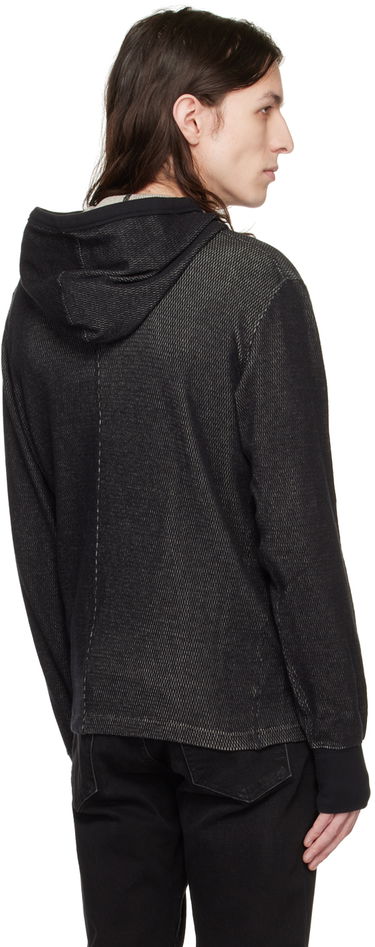 Pulover rag & bone Collin Textured Knit Hoodie Črna | MBC22HT024JQ24, 2