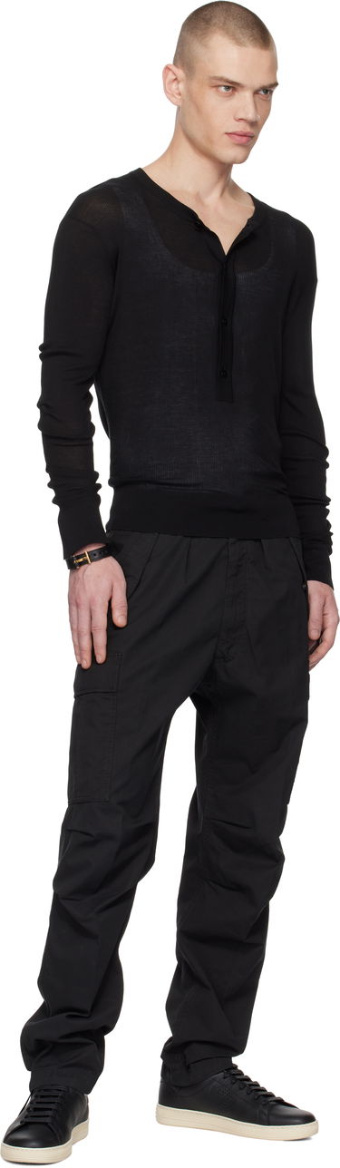 Majica Tom Ford Tom Ford Four-Button Henley Črna | KYL023-YMS081F24, 3