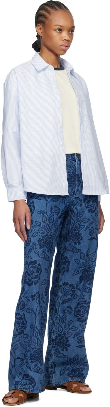 Kavbojke A.P.C. A.P.C. Elisabeth Floral-Print Wide-Leg Jeans Modra | COHGQ-F09181, 3