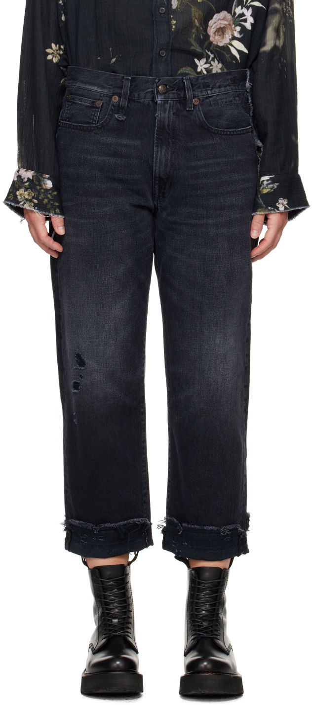 Kavbojke R13 R13 Mid-Rise Straight Boyfriend Jeans Črna | R13W5083-394A