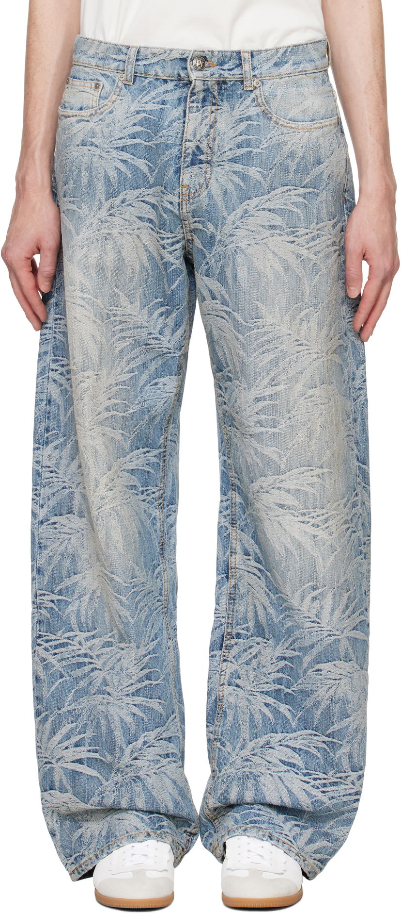 Kavbojke Palm Angels Palms Wash Loose Fit Jeans Modra | PMYA041F24DEN0034903