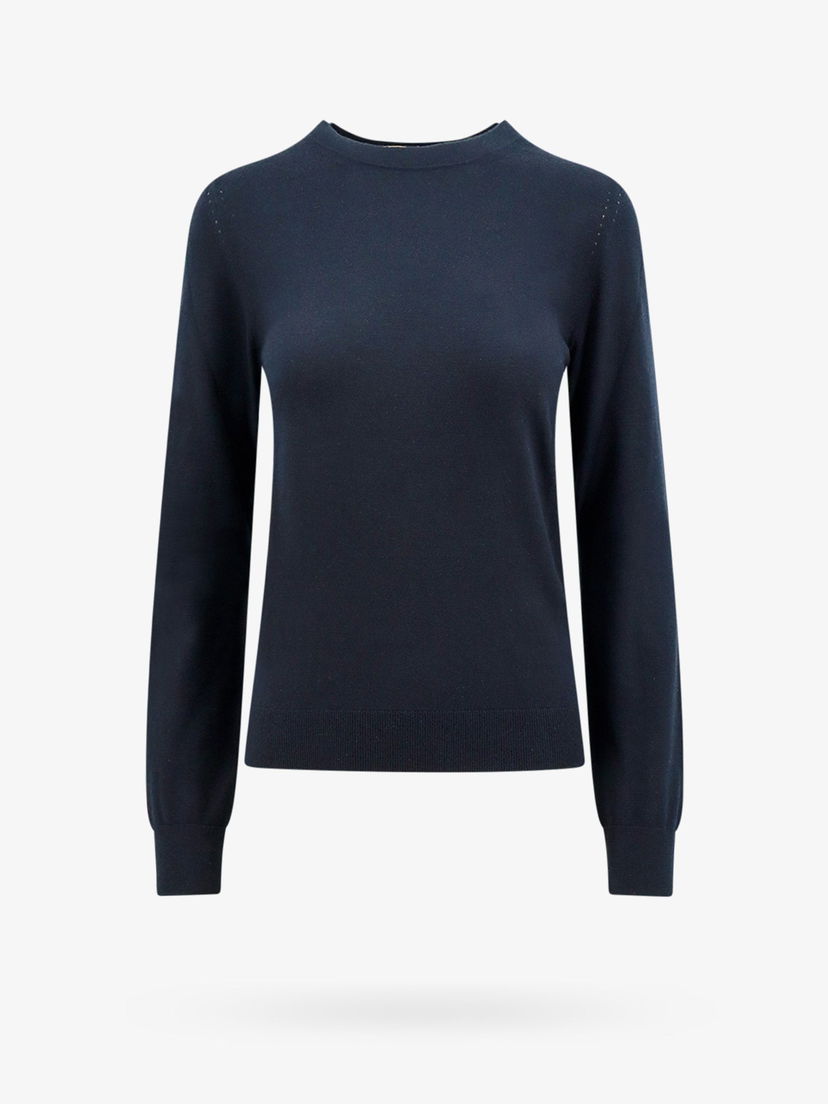 Pleteni pulover Loro Piana Navy Blue Crew Neck Sweater Modra | FAM9049W000