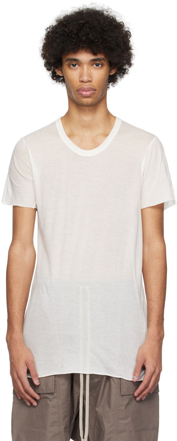 Majica Rick Owens Basic T-Shirt Bela | RU01D3251 UC