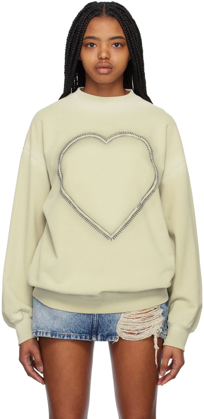 Pleteni pulover We11done We11done Heart Choker Sweatshirt Zelena | WD-TS1-23-809-U-IV