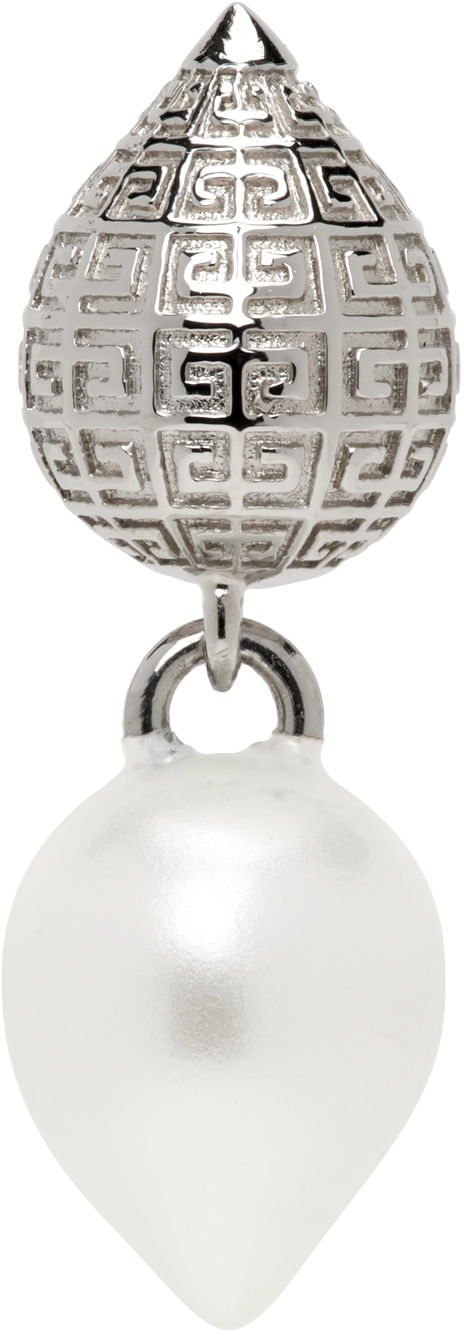 Uhani Givenchy Silver & White G Stud Single Earring Siva | BN105WF045132