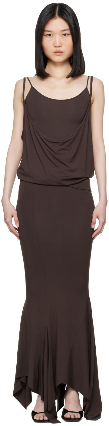 Obleke The Attico Attico Layered Midi Dress Rjava | 247WCM121 J045