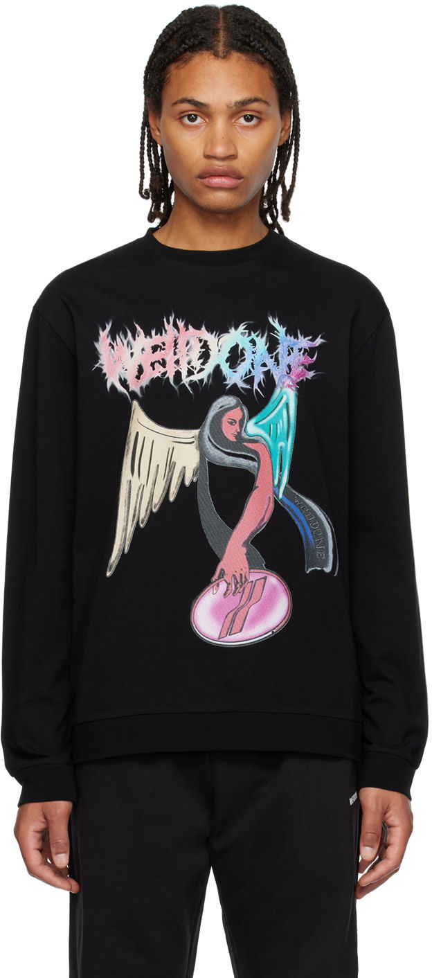 Pulover We11done We11done Graphic Print Sweatshirt Črna | WD-TS3-23-785-U-BK, 0