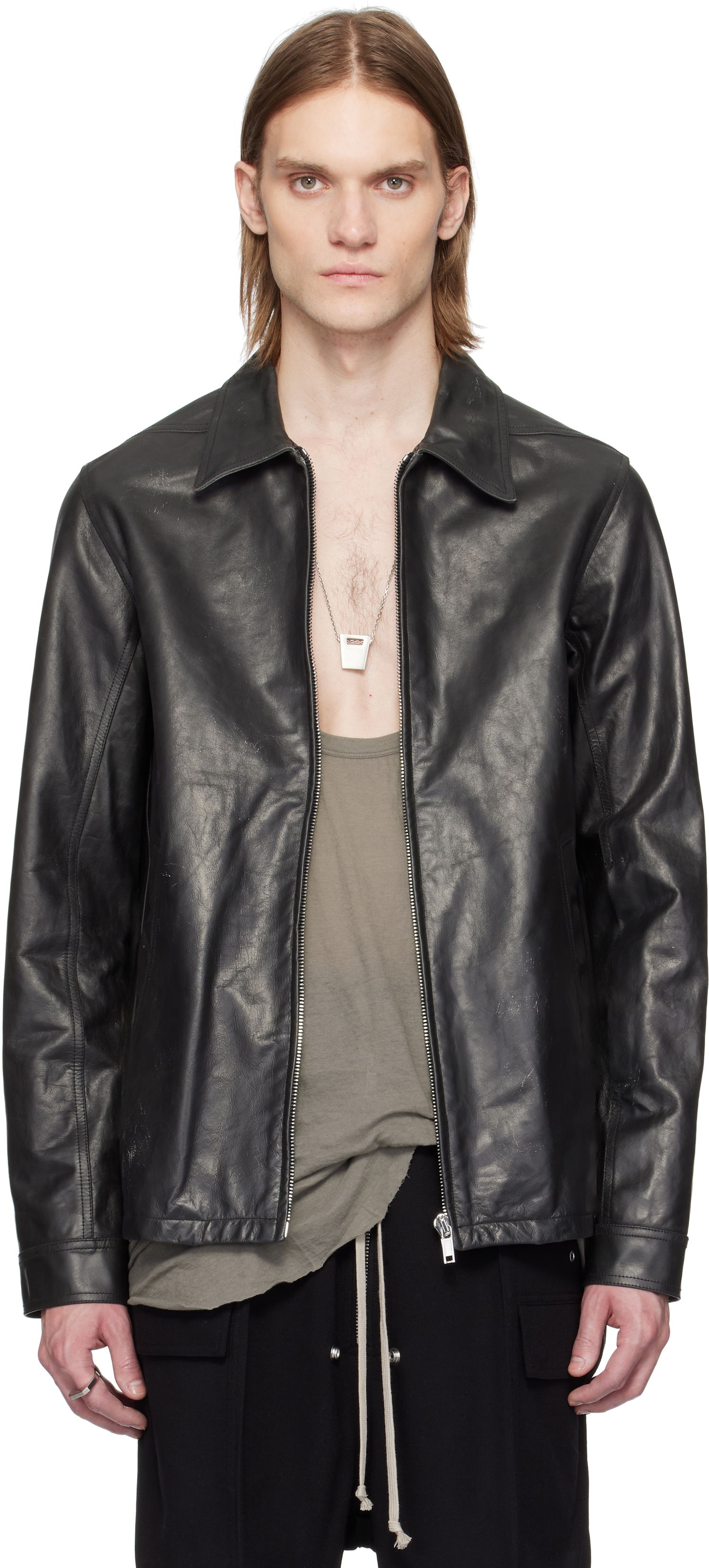 Jakna Rick Owens Rick Owens Hollywood Brad Leather Jacket Črna | RU01E5764 LTP, 0