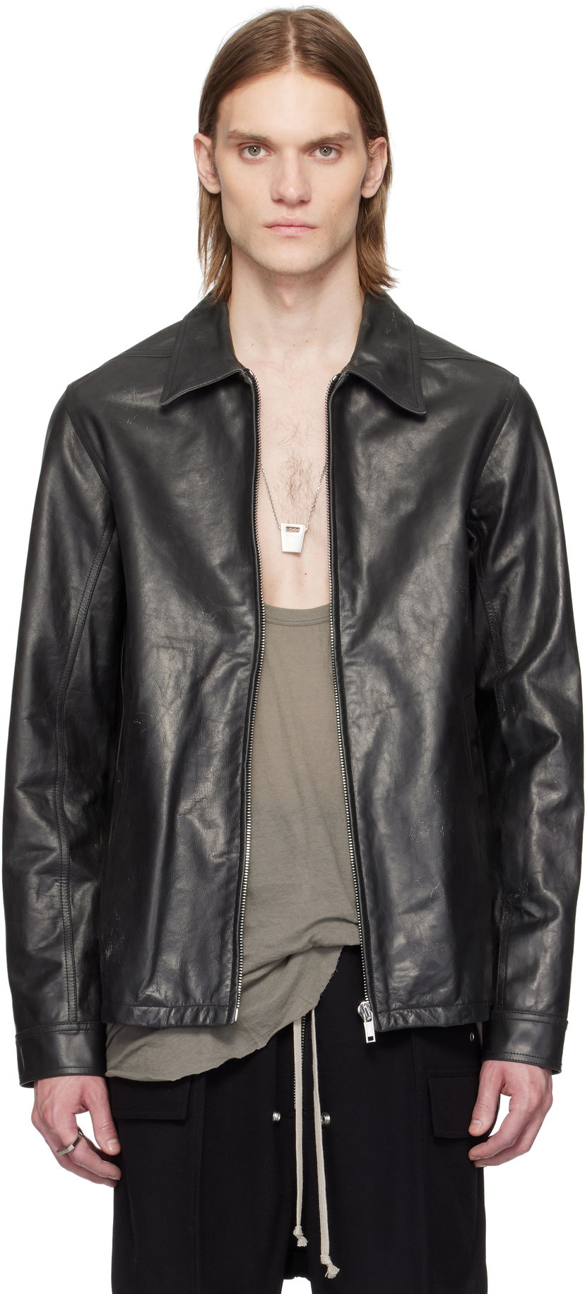 Jakna Rick Owens Rick Owens Hollywood Brad Leather Jacket Črna | RU01E5764 LTP