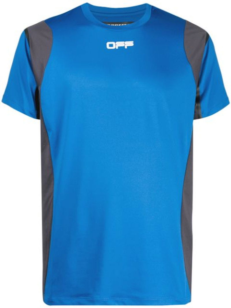 Majica Off-White Active S/S T-shirt Blue/Grey Modra | OMVA011I20JER0024506