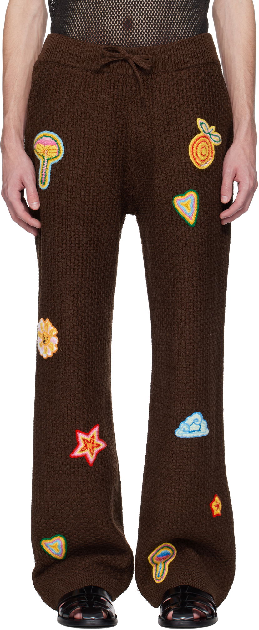 Trenirka Casablanca Casablanca Motif Crochet Sweatpants Rjava | MS25-KW-915-01