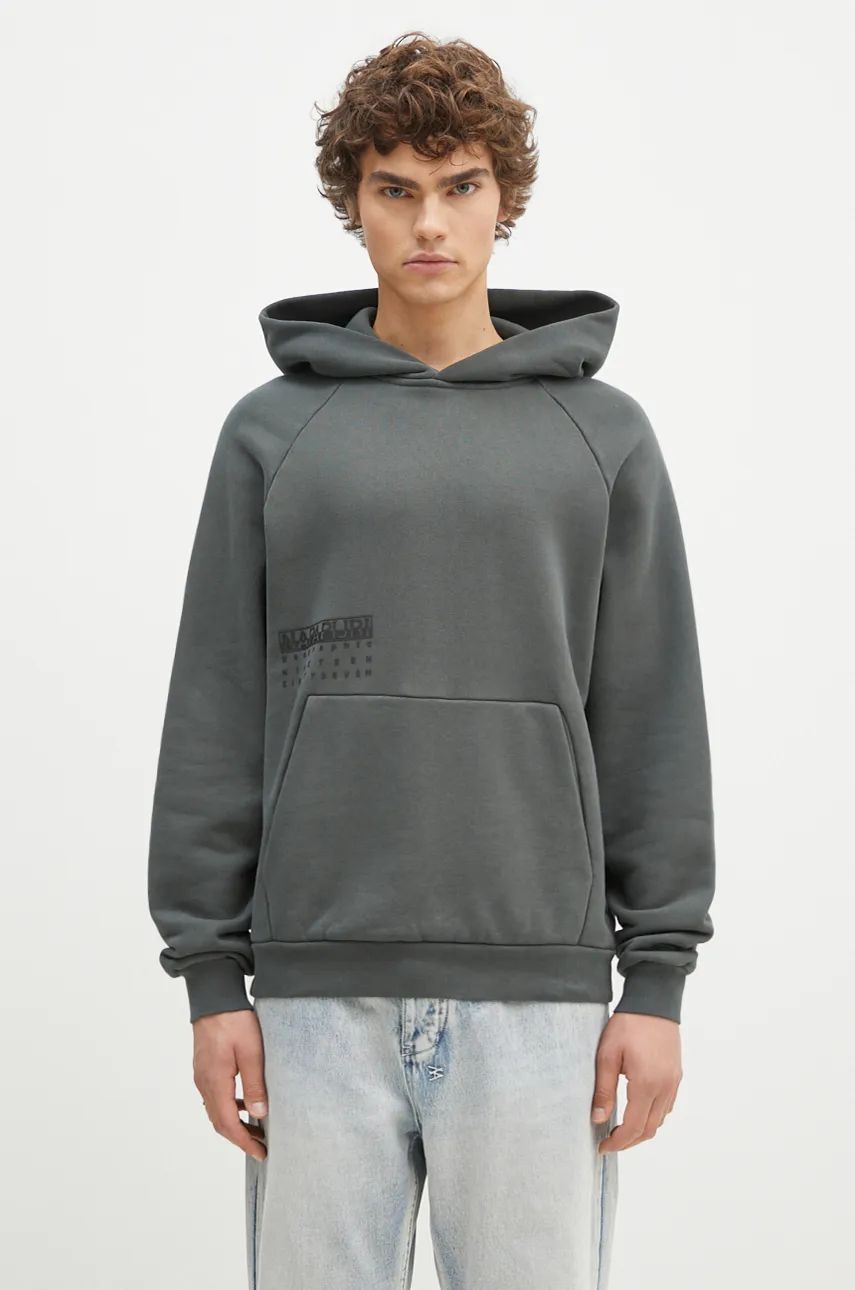 Pulover Napapijri Sweatshirt With Hood And Print Zelena | NP0A4I6MG1S1, 0