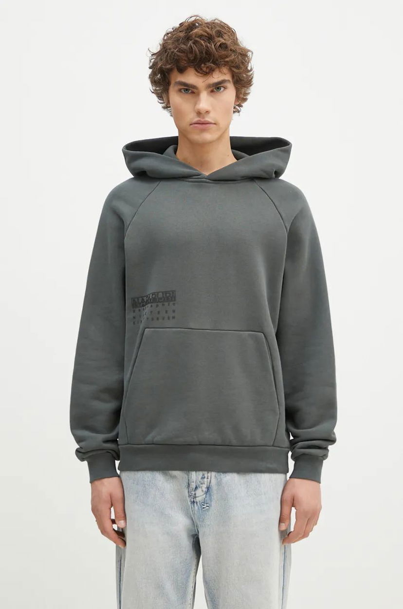 Pulover Napapijri Sweatshirt With Hood And Print Zelena | NP0A4I6MG1S1