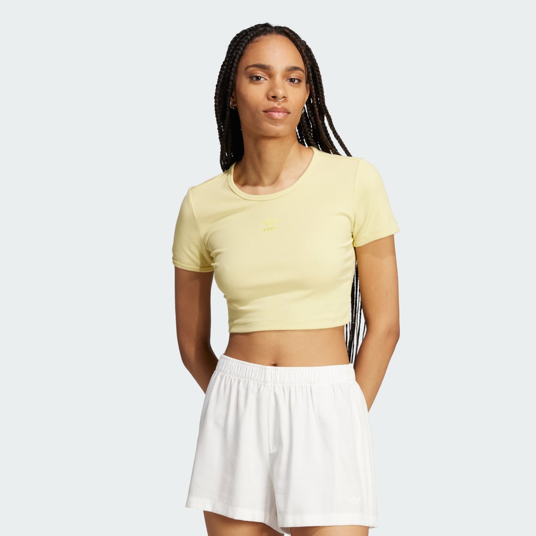 Krop-top adidas Performance Essentials Ribbed Cropped Tee Rumena | JC9025, 0