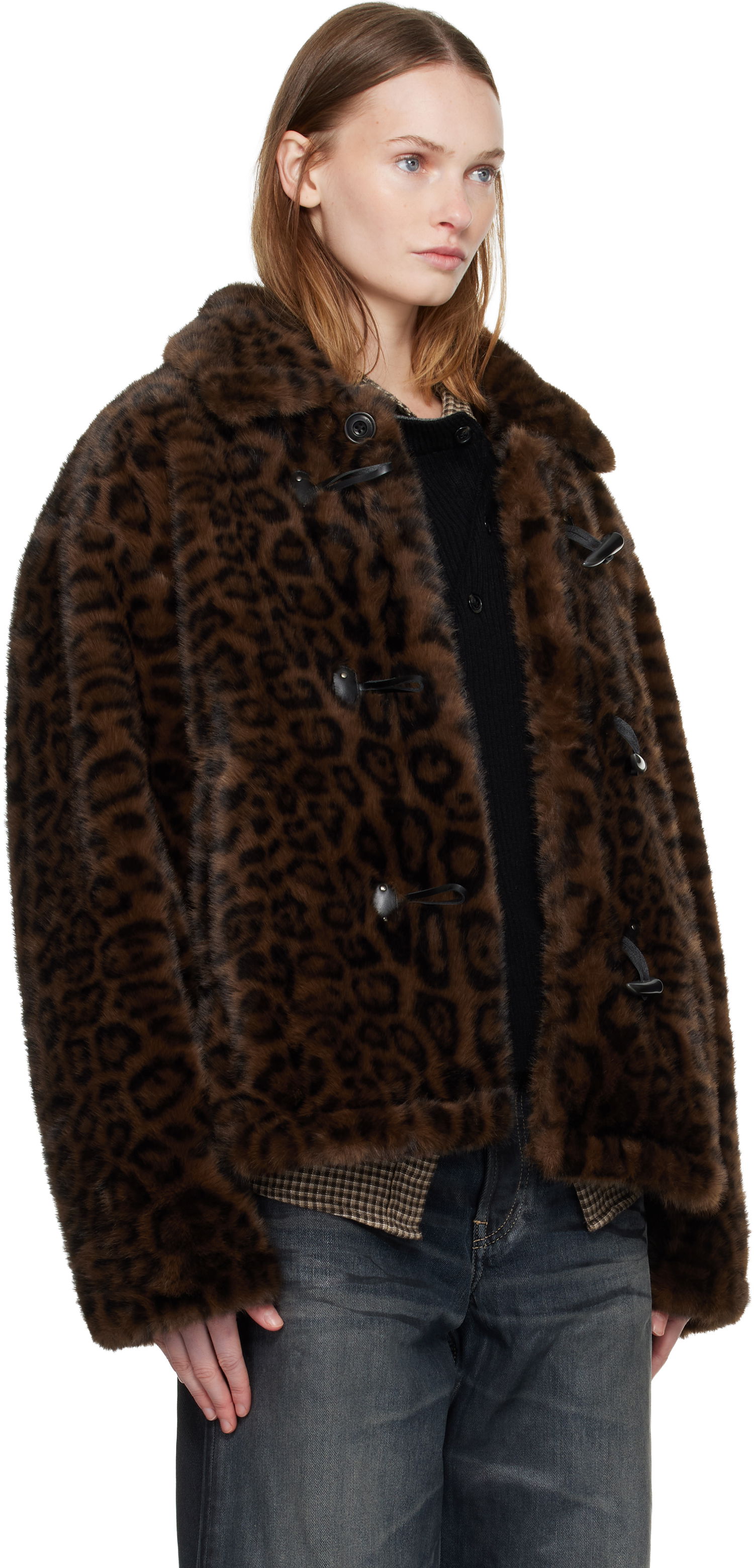 Jakna Andersson Bell Andersson Bell Leopard Fur Duffle Jacket Rjava | awa735u, 1