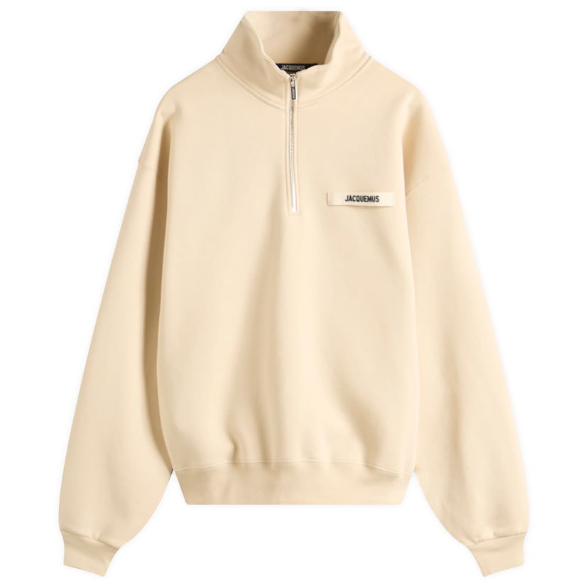Pulover Jacquemus Jacquemus Grosgrain Zip Sweat, Size Large Bež | 25ESSM00313AJ00174-150