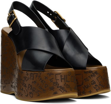 Superge in čevlji CHLOÉ Maxime Graffiti Print Wedge Sandals Črna | CHC24A02YLU, 3