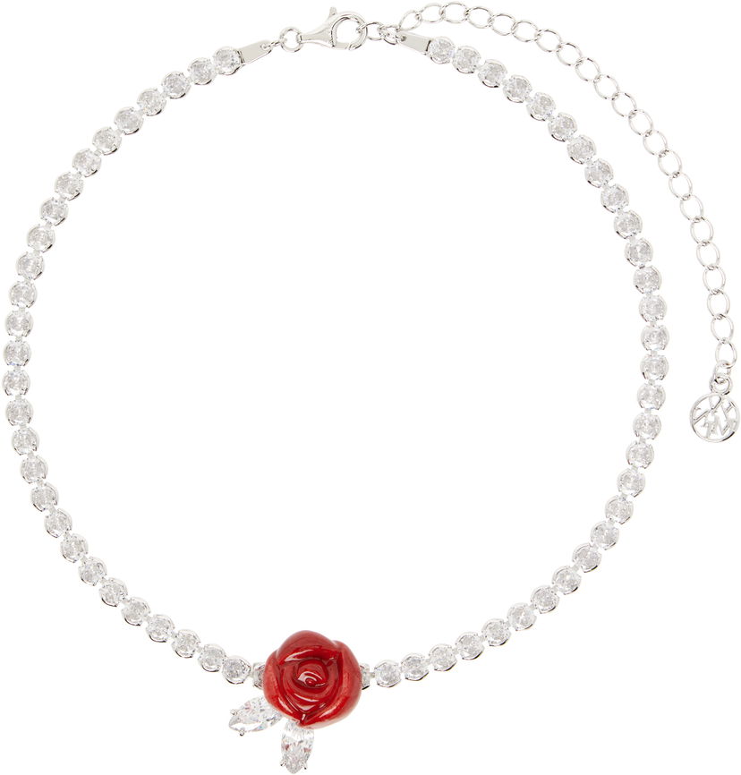 Ogrlica SHUSHU/TONG YVMIN Edition Ceramic Rose and Crystal Choker Necklace Rdeča | 25649RED00NN