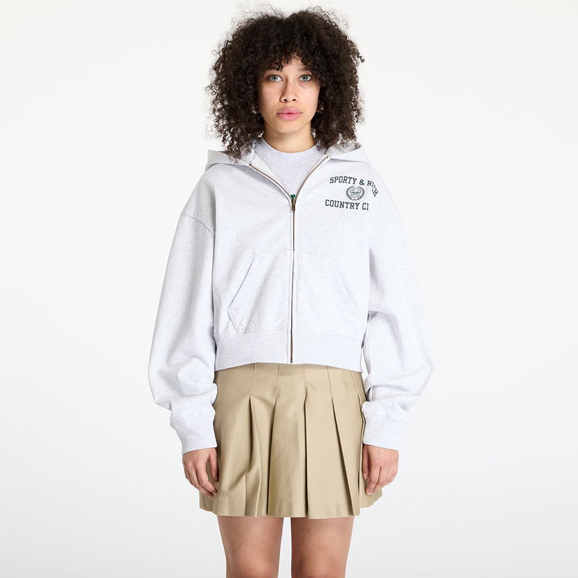 Pulover Sporty & Rich Sporty & Rich Varsity Crest Cropped Zip Hoodie Siva | ST068606218GY03