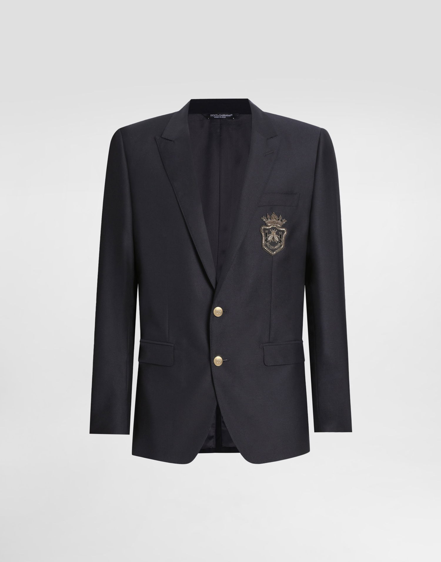 Jakna Dolce & Gabbana Single-Breasted Wool and Silk Jacket with Patch Črna | G2LK0ZFU3H1B0665, 0