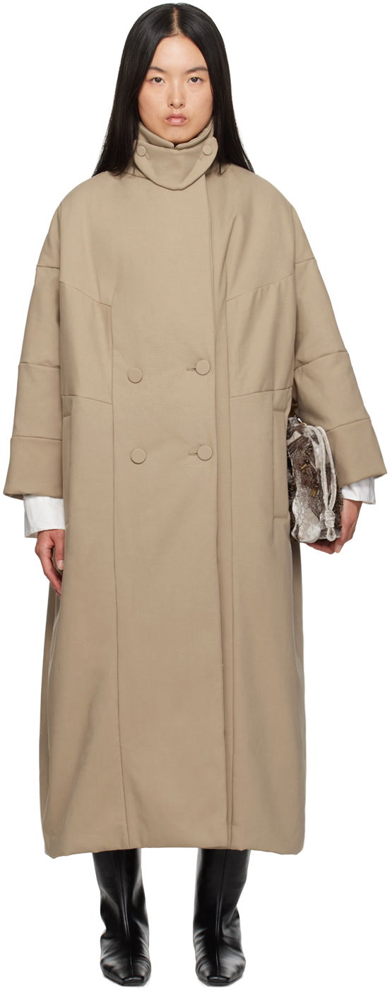 Plašči Dries Van Noten Long Cocoon Coat Bež | 242-010211-9129