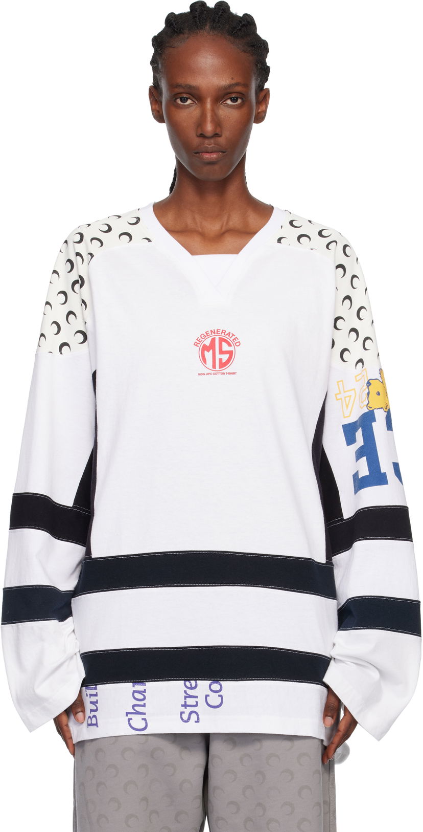 Dres Marine Serre Regenerated Graphic Cotton Long Sleeve Hockey T-shirt Večbarvna | MTT095AUJER0003