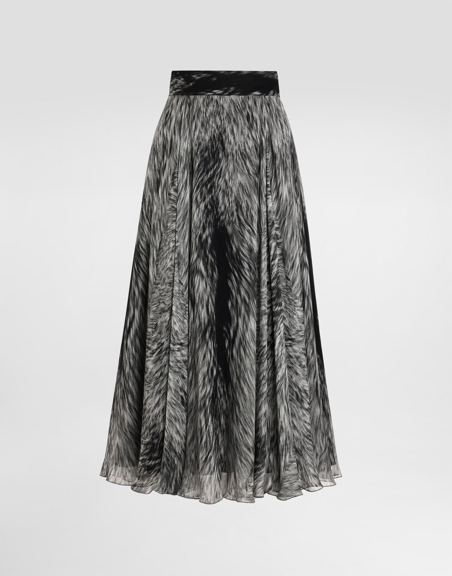 Krila Dolce & Gabbana Chiffon Calf-Length Circle Skirt with Fur Print Črna | F4C2VTIS1X3HI3VQ, 0
