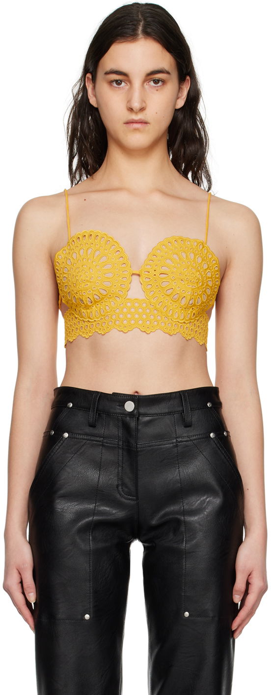 Modrček Stella McCartney Stella McCartney Women's Scalloped Camisole Rumena | 6T00593BU304
