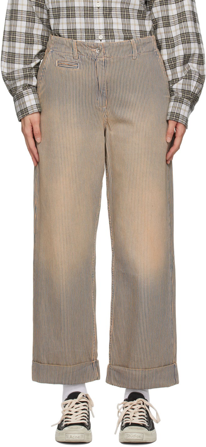 Hlače YMC Striped Sailor Trousers Bež | Q4WAC