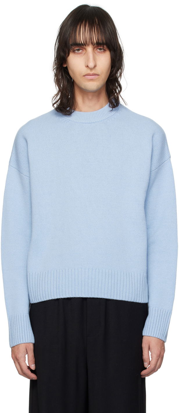 Pleteni pulover AMI Dropped Shoulder Sweater Modra | UKS034.KN0028