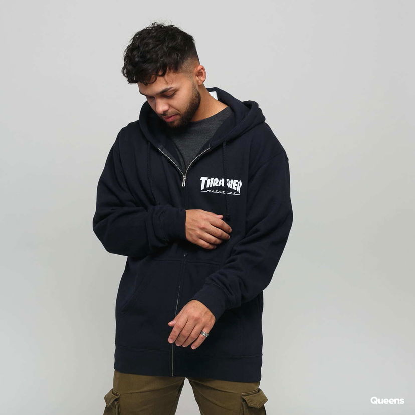 Pulover Thrasher Thrasher Magazine Logo Zip Hoodie Mornarica | 113109