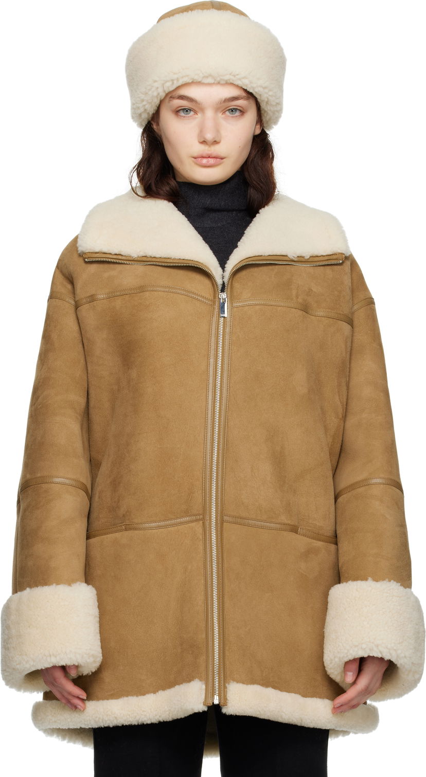 Puhovka TOTEME TOTEME Signature Shearling Jacket Rjava | 251-WRO876-LE0107