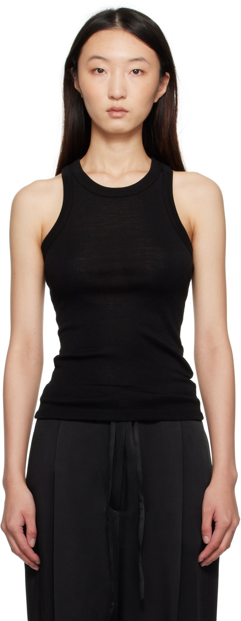 Majica brez rokavov Róhe Róhe Racerback Merino Jersey Tank Top Črna | 416-20-219