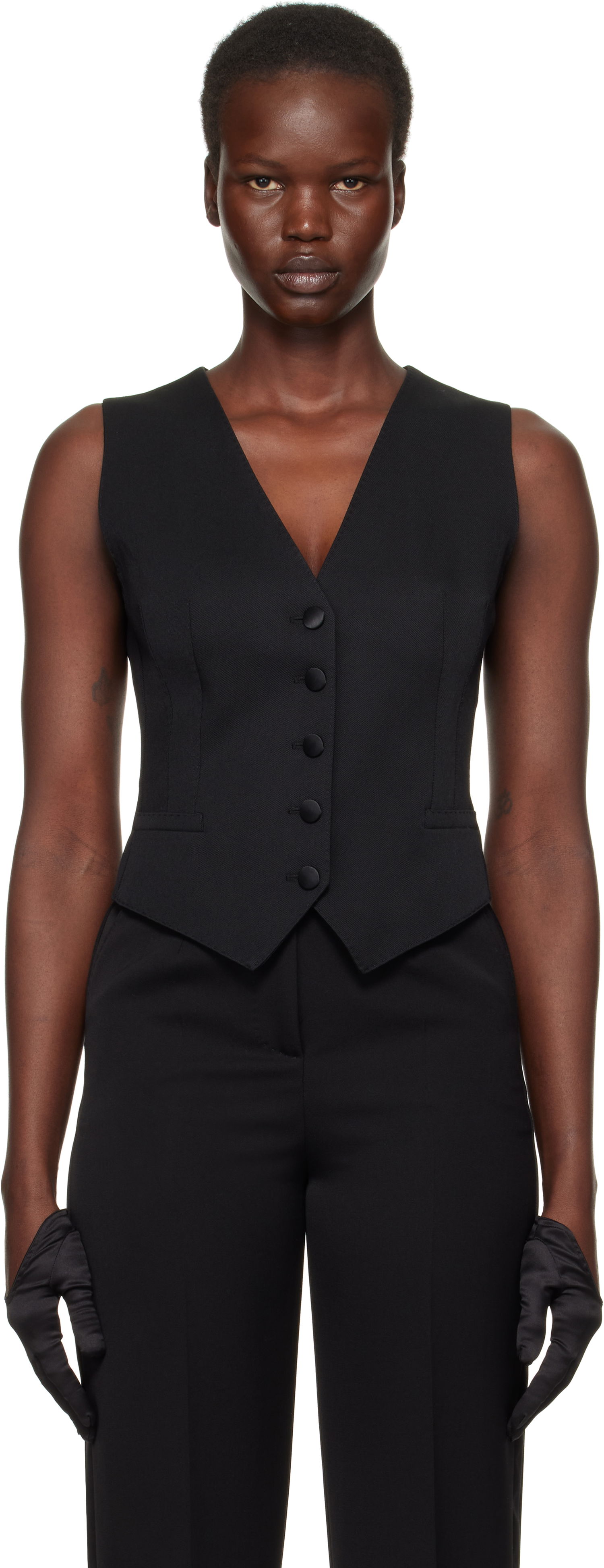 Telovnik Dolce & Gabbana Gabardine Wool Vest Črna | F791MT FU28J, 0