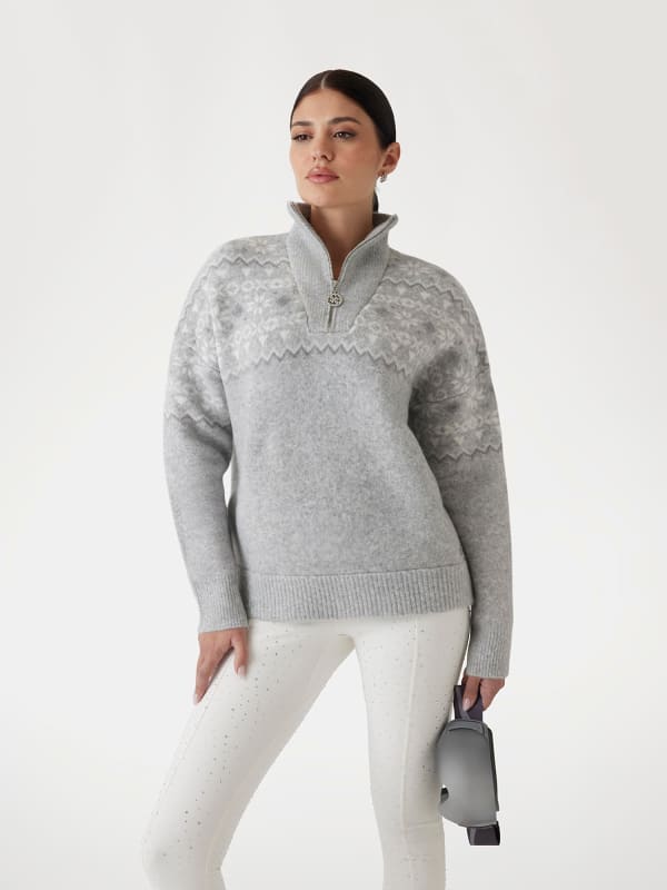 Pleteni pulover GUESS Wool Blend Half-Zip Sweater Siva | W4PR1AZ3LQ0
