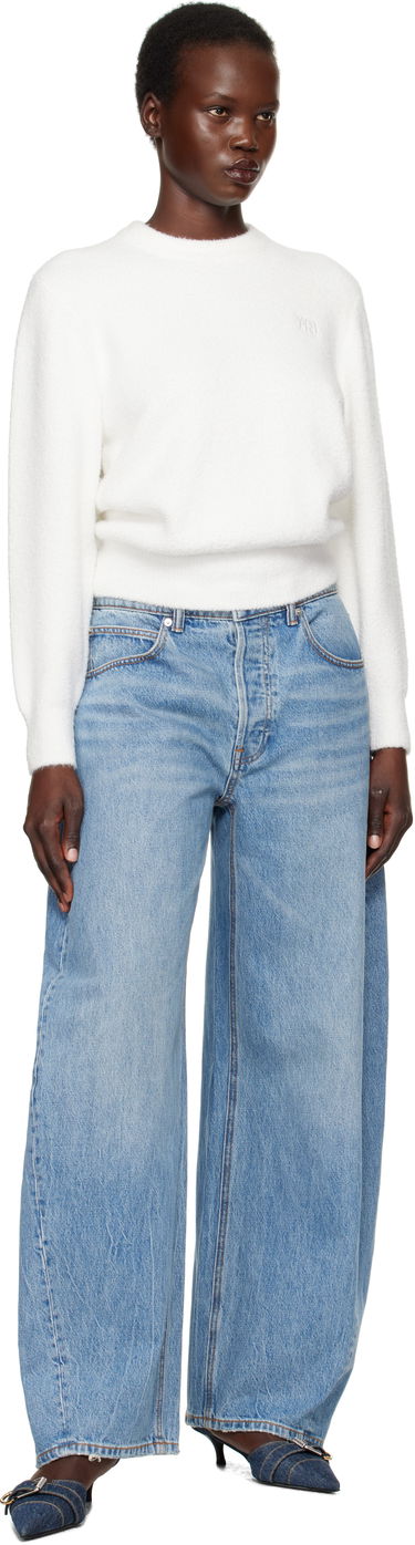 Pleteni pulover Alexander Wang Alexander Wang.T Relaxed Embroidered Logo Sweater Bela | 4KC1251046, 3