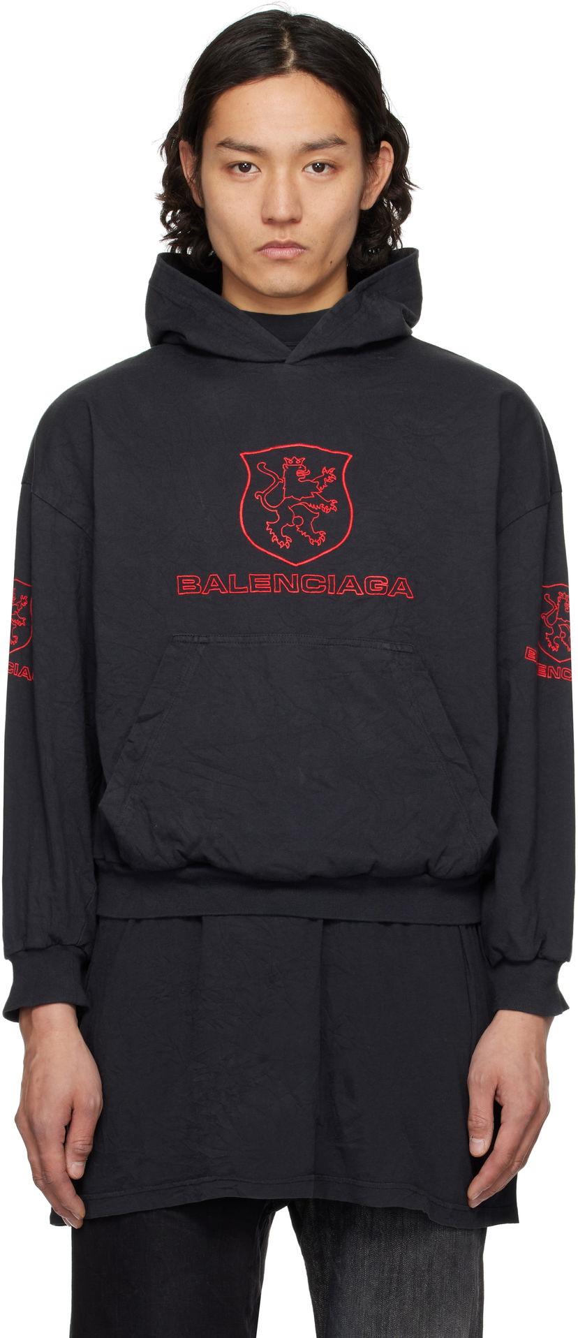 Pulover Balenciaga Lion Club Lined Hoodie Črna | 807999TRVR9