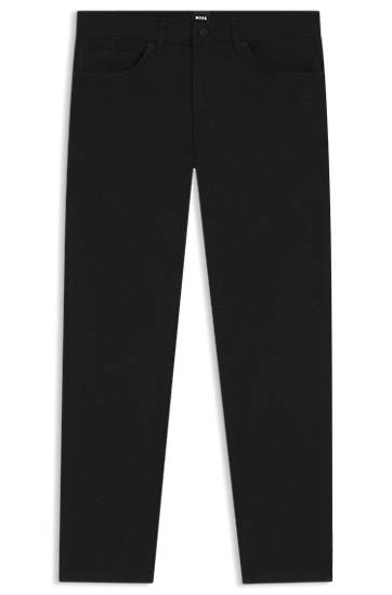 Hlače BOSS BOSS Delaware Slim-Fit Cotton-Blend Twill Trousers Črna | 50543953