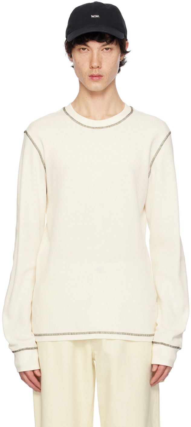Majica WOOD WOOD Emil Long Sleeve T-Shirt "Off-White" Bela | 12345403-4004