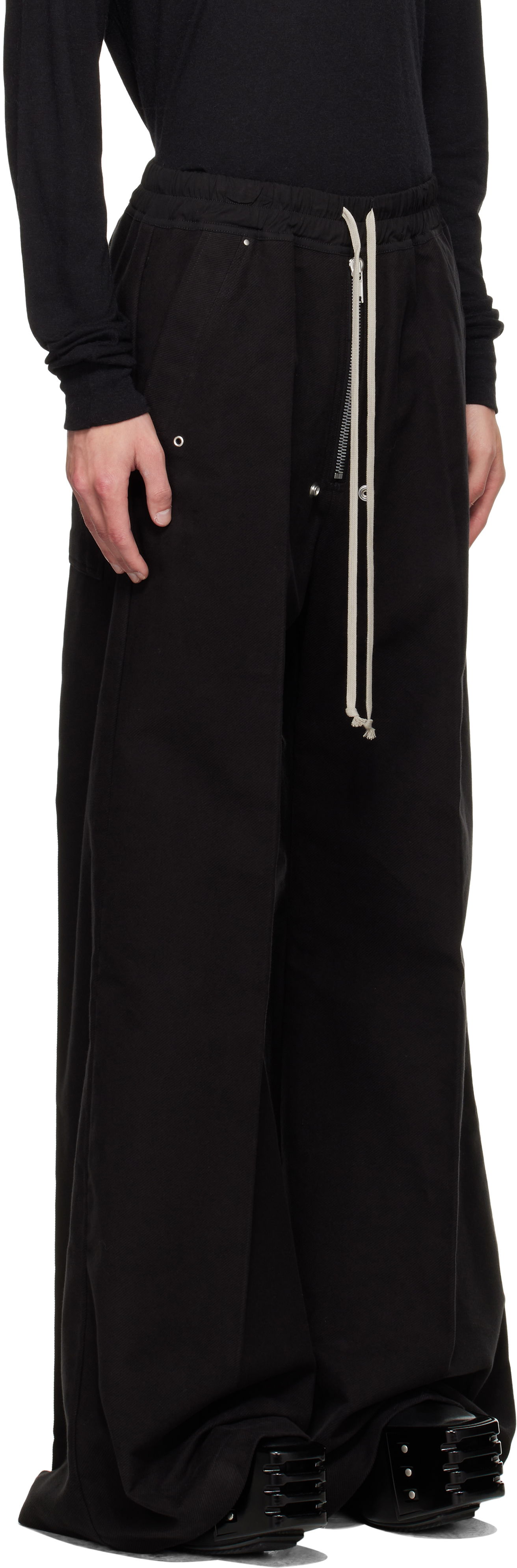 Hlače Rick Owens Rick Owens Concordians Wide Bela Trousers Črna | RU02E1366 TB, 1