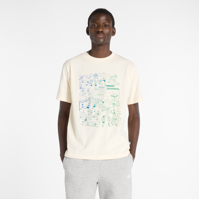 Majica New Balance Men's Graphic Running T-Shirt Bež | NBMT53916PEF