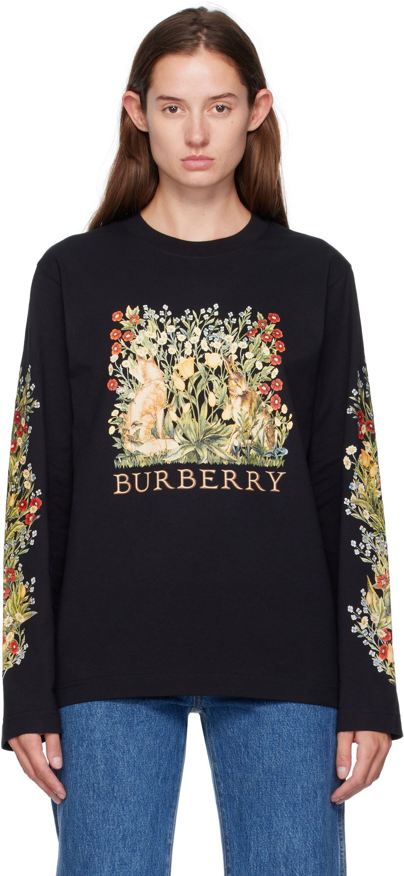 Majica Burberry Burberry Forest Print Long-Sleeve T-Shirt Črna | 8115847