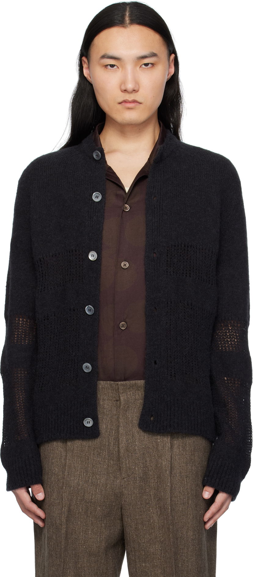 Pleteni pulover OUR LEGACY OUR LEGACY Opa Knit Cardigan Črna | M2253OL