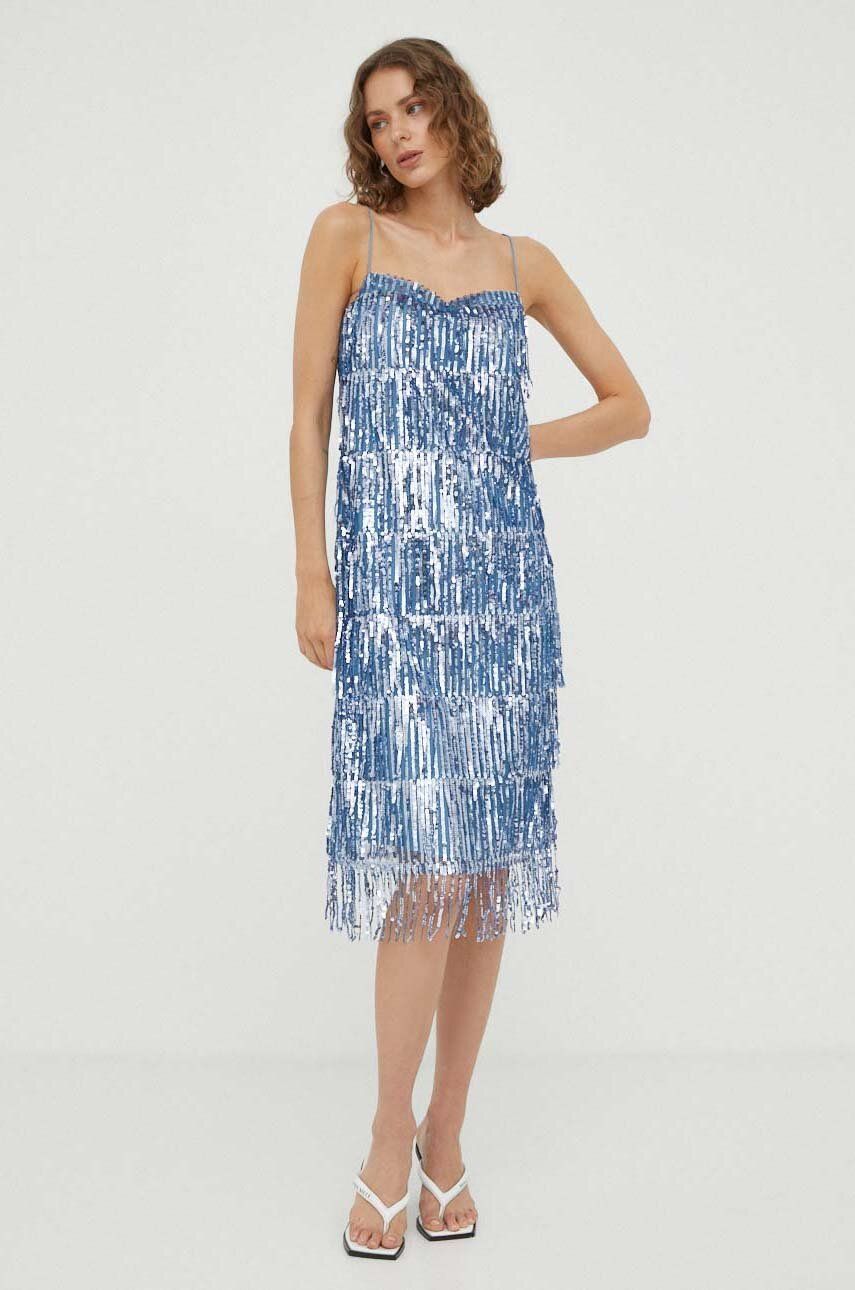 Obleke Samsoe Samsoe Sequin Mini Dress Modra | F23200093, 0