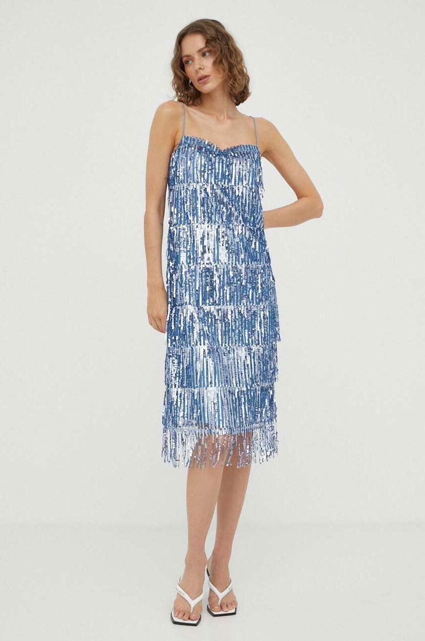 Obleke Samsoe Samsoe Sequin Mini Dress Modra | F23200093