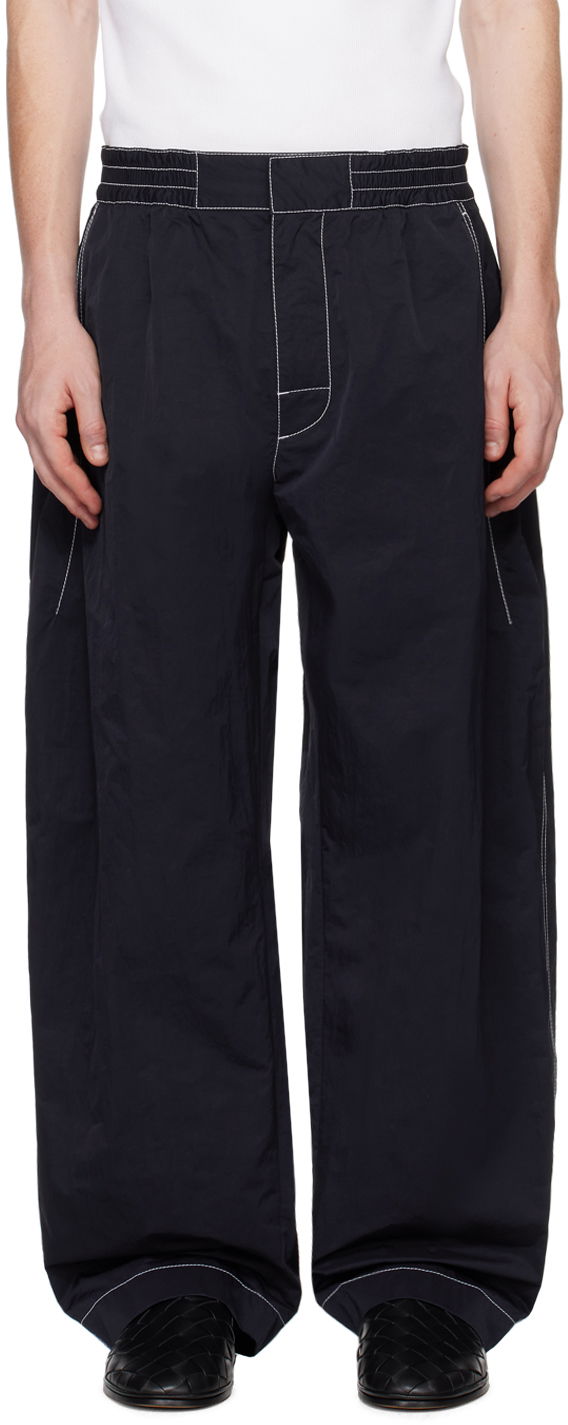 Hlače Bottega Veneta Topstitched Sweatpants Črna | 768000VF4K0