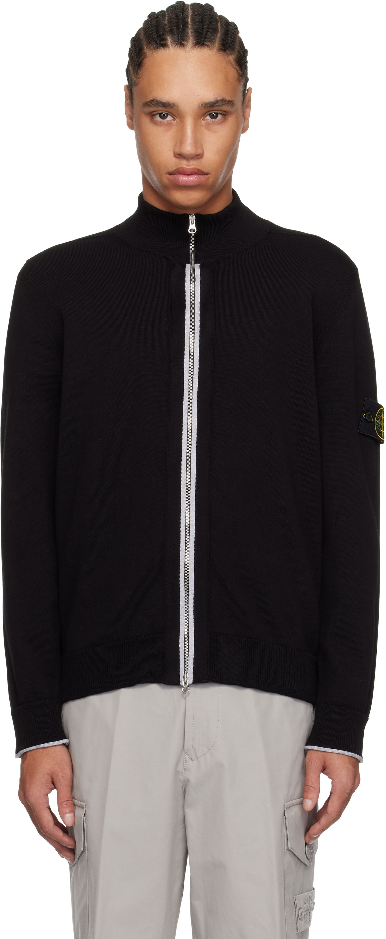 Pleteni pulover Stone Island Stone Island Organic Cotton Zip Cardigan Črna | K1S15 5100018 S00B1, 0