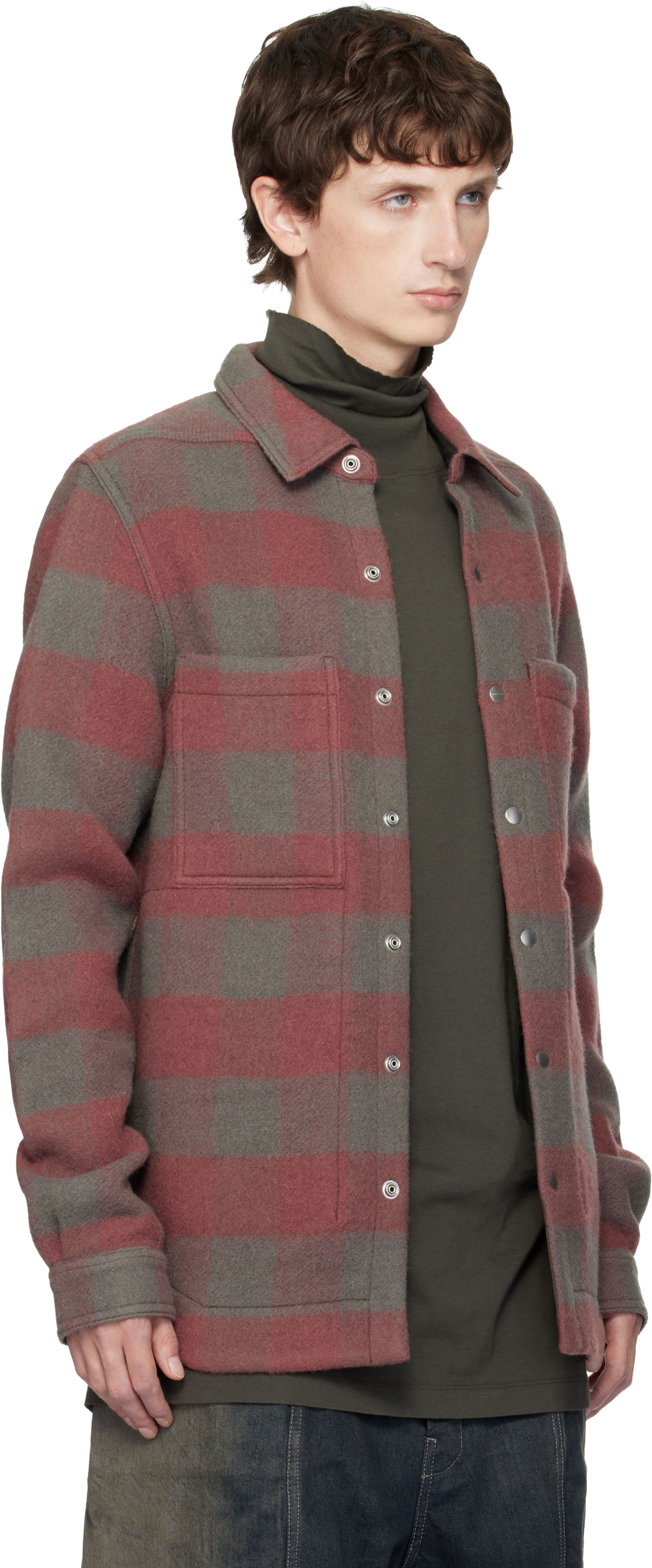 Srajce Rick Owens Concordians Checked Wool Shirt Večbarvna | RU02E1744 WJP, 1